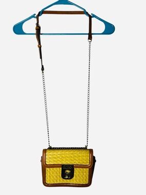 Patricia Nash Leather & Woven Straw Flap Crossbody Bag - Pristine Condition